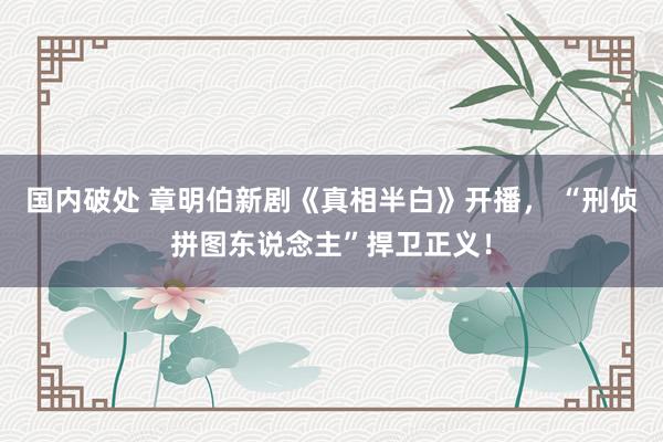 国内破处 章明伯新剧《真相半白》开播， “刑侦拼图东说念主”捍卫正义！