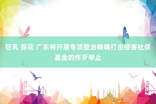 巨乳 探花 广东将开展专项整治精确打击侵害社保基金的作歹举止