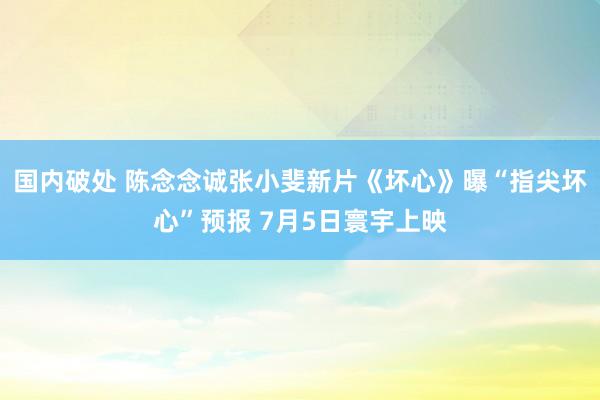 国内破处 陈念念诚张小斐新片《坏心》曝“指尖坏心”预报 7月5日寰宇上映